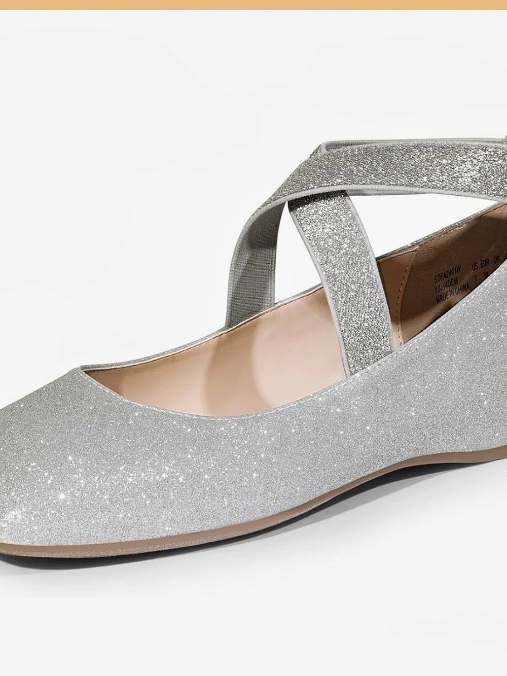 J. Renee Glitter Mary Jane Flats in Silver Like New